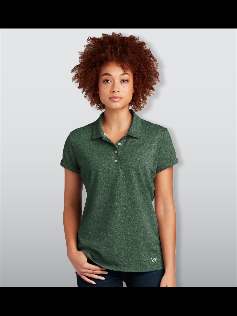 NWOT New Era Heather Green Performance Polo Short-Sleeve Shirt Top Women's MED